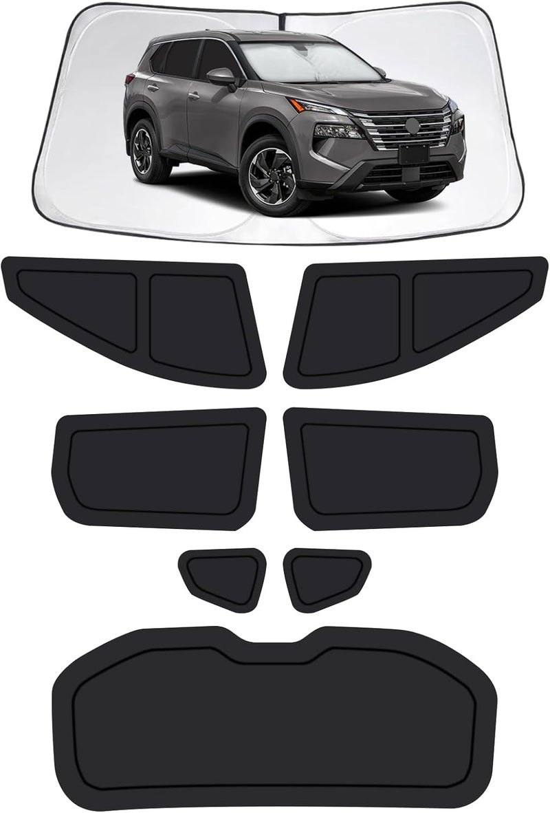 FSHAANY'S 8PCS Car Window Shades for Nissan Rogue 2021-2025, Window Covers for Rogue Windshield Side Rear Windows, Full Set Privacy Protection Car Sunshade with UV Blocking for Camping Napping - Image 1